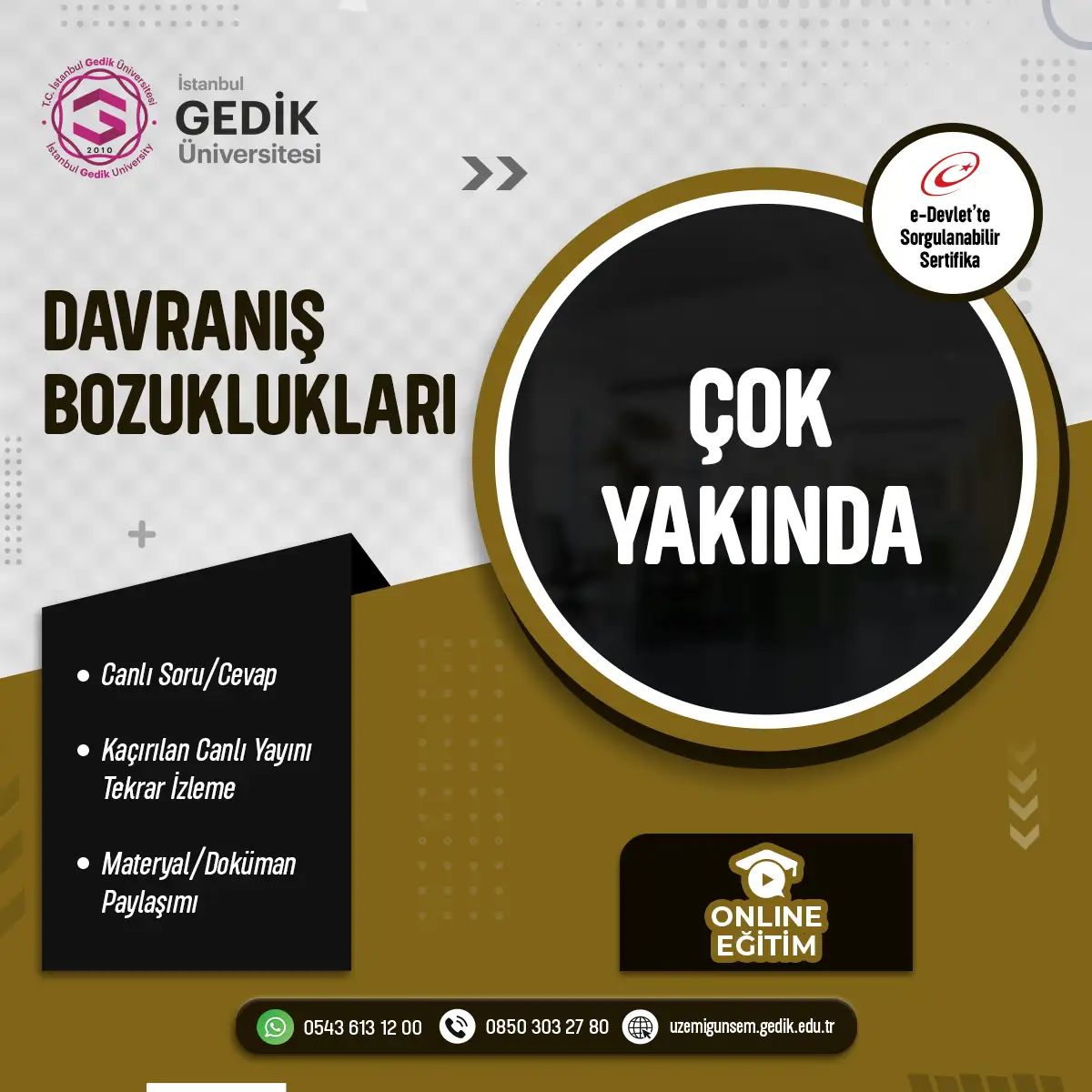 Davranış Bozuklukları Eğitimi Sertifika Programı (CANLI)
