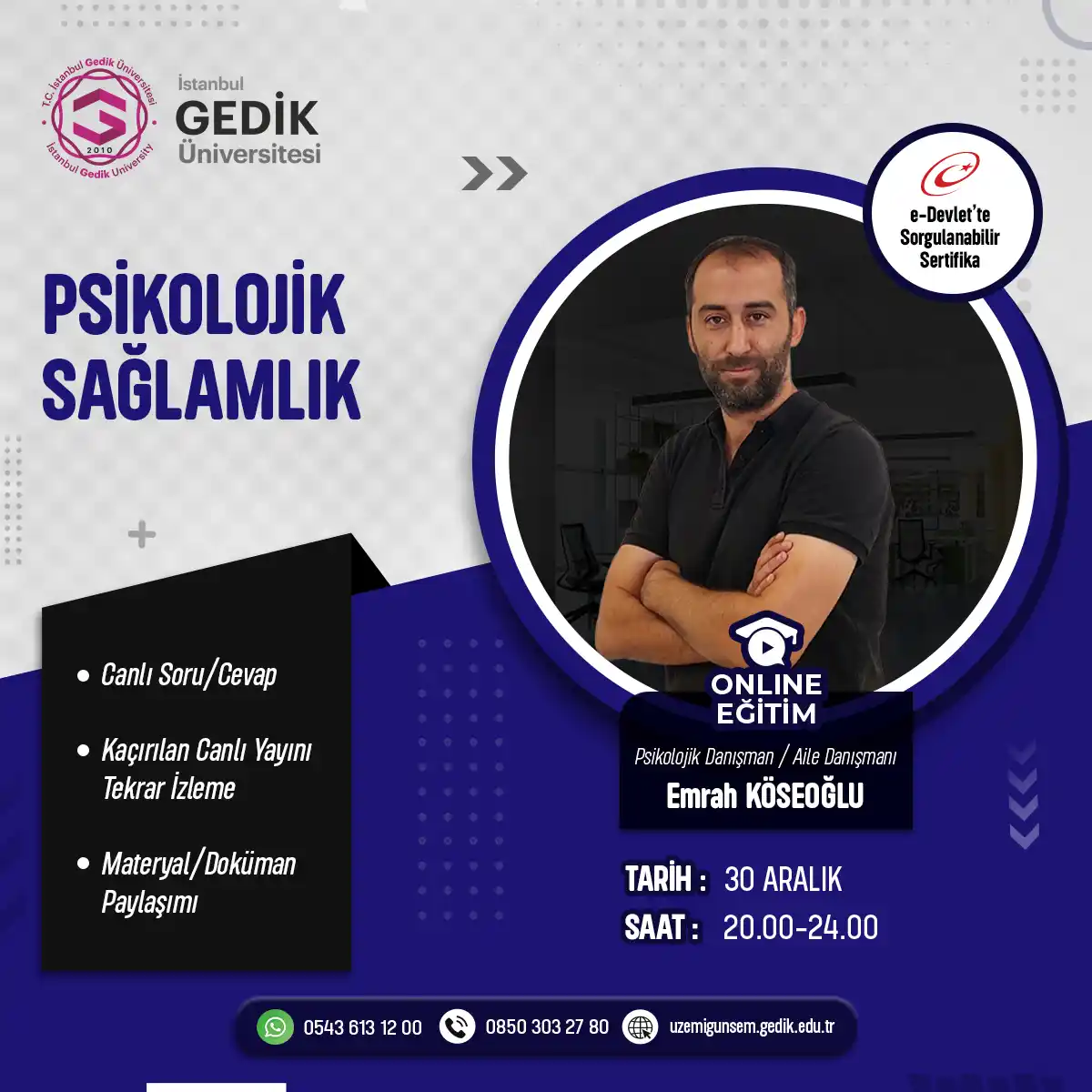Psikolojik Sağlamlık Eğitimi Sertifika Programı (CANLI)
