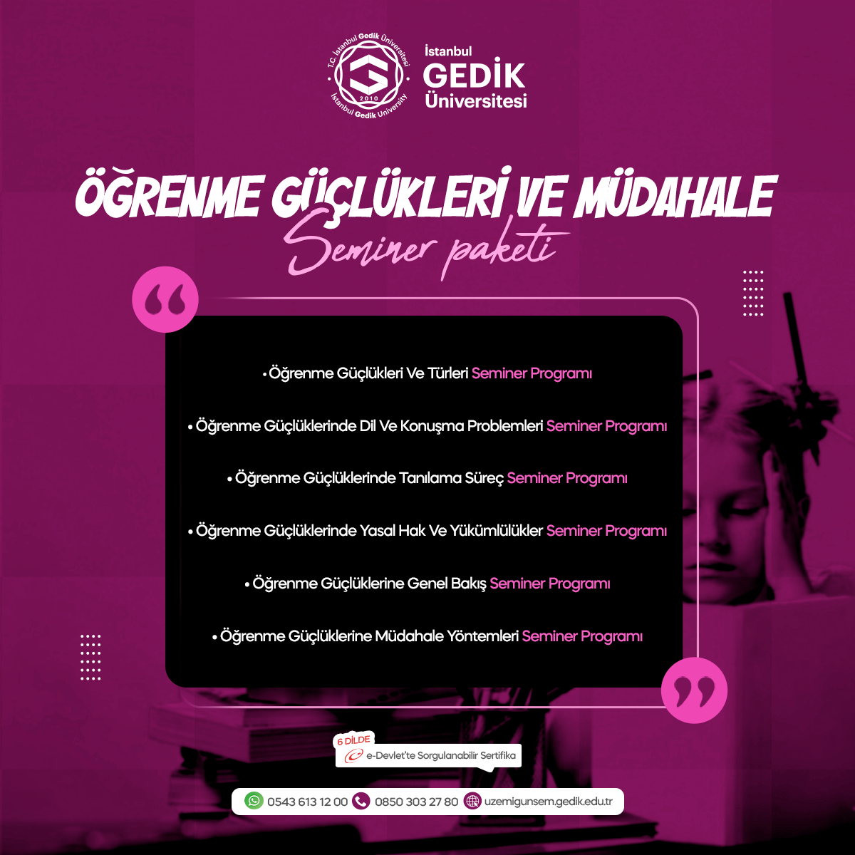 Öğrenme Güçlükleri ve Müdahale Seminer paketi